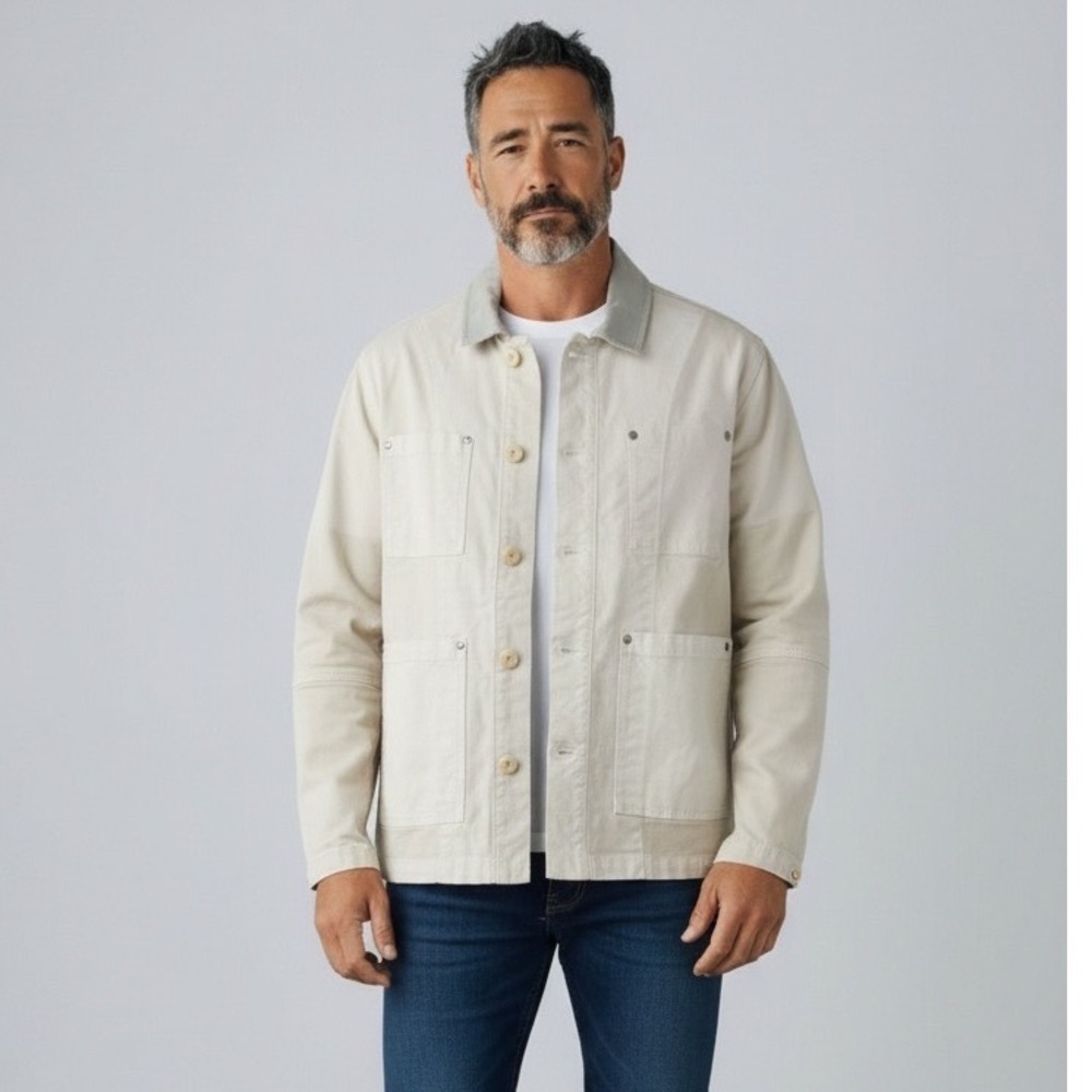 Kith SS 2022 Ginza Chore Jacket Sand Cream Tan Colorblock Canvas Mens